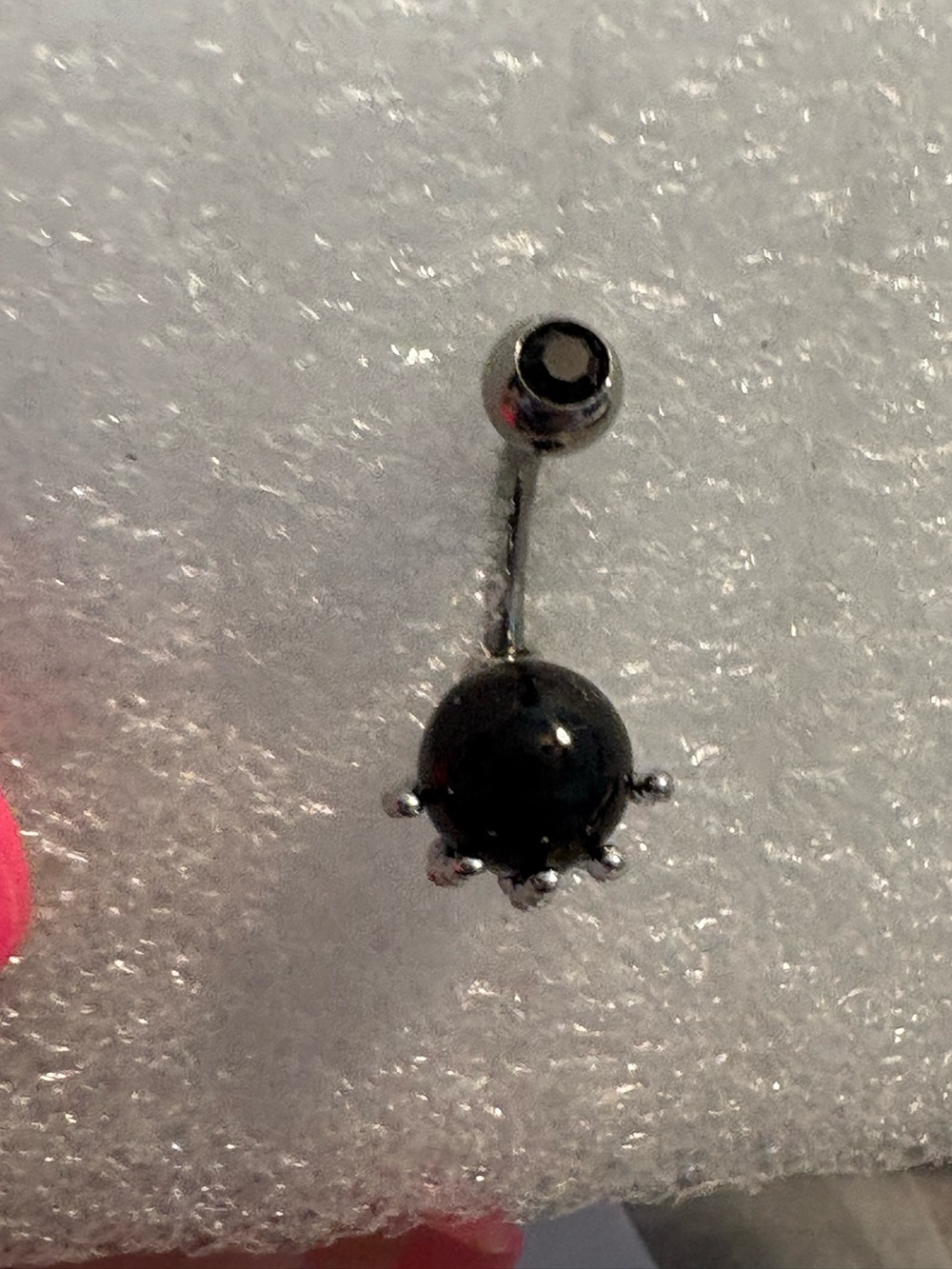 Belly Ring- Black onyx like  Stainless Steel Naval Belly Button Ring Tray B6-40